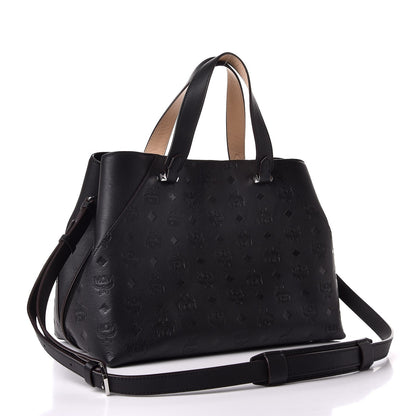 MCM Calfskin Ottomar Monogram Large Essential Tote Black 3 of 13