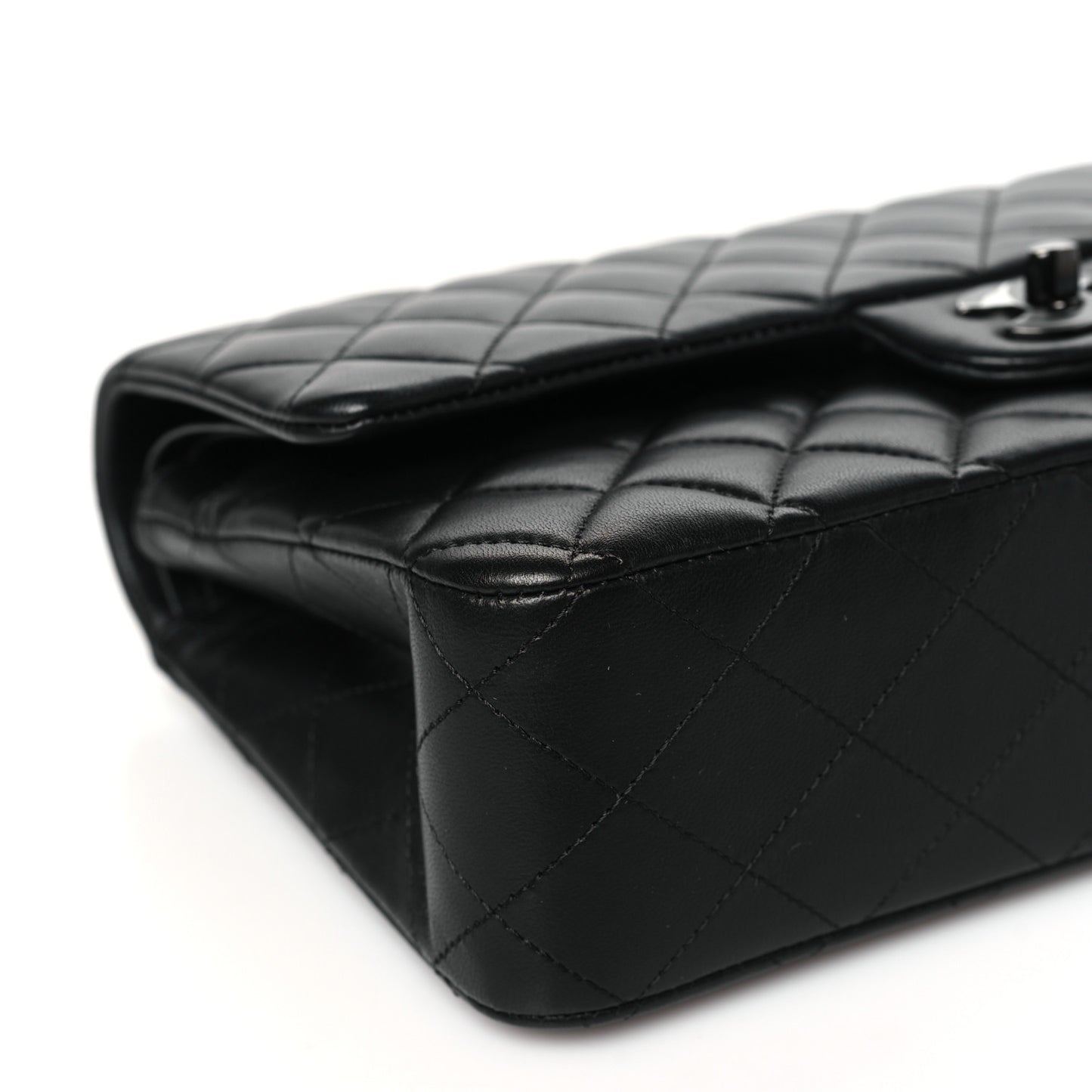 Lambskin Quilted Medium Double Flap So Black