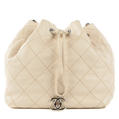 Chanel Glazed Calfskin On The Road Drawstring Tote Ivory 1 of 9