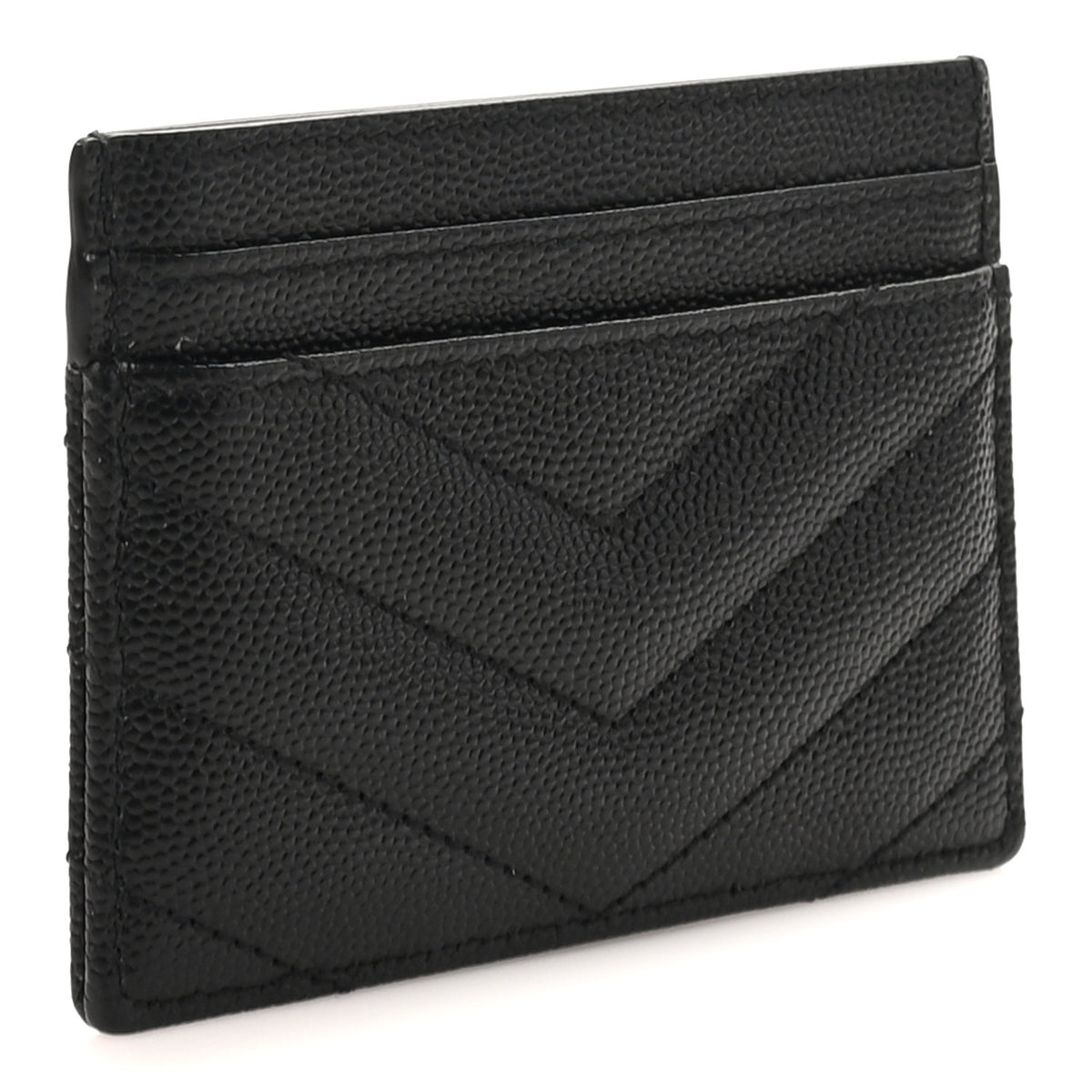 Grain De Poudre Matelasse Chevron Monogram Credit Card Case Black