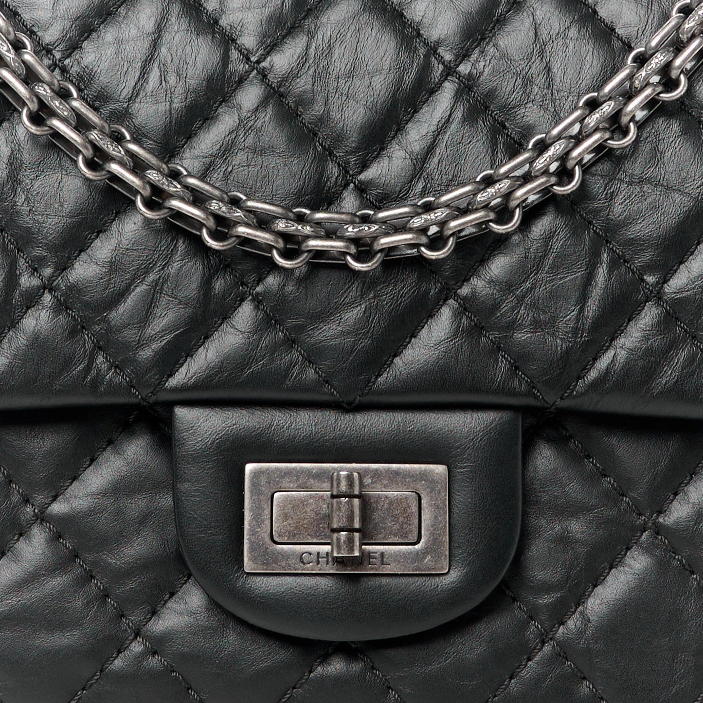 Aged Calfskin Quilted 2.55 Reissue 225 Flap Black