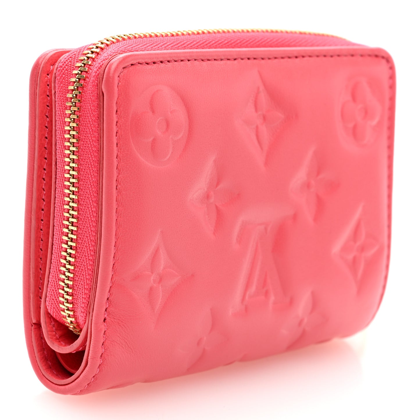 Lambskin Embossed Monogram Lou Coussin Wallet Pink