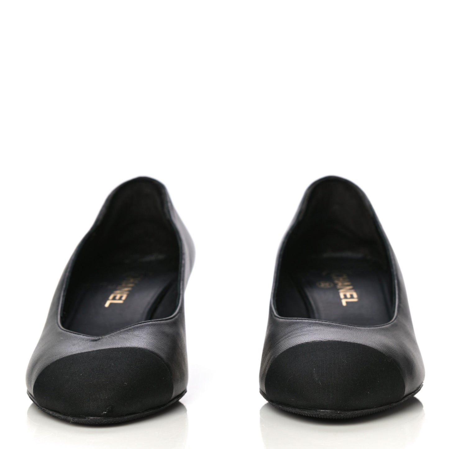 Lambskin Grosgrain Cap Toe Egyptian Amulet CC Pumps 40.5 Black