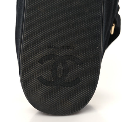 Chanel Grosgrain Crystal Logo Platform Sandals 38 Black 6 of 8