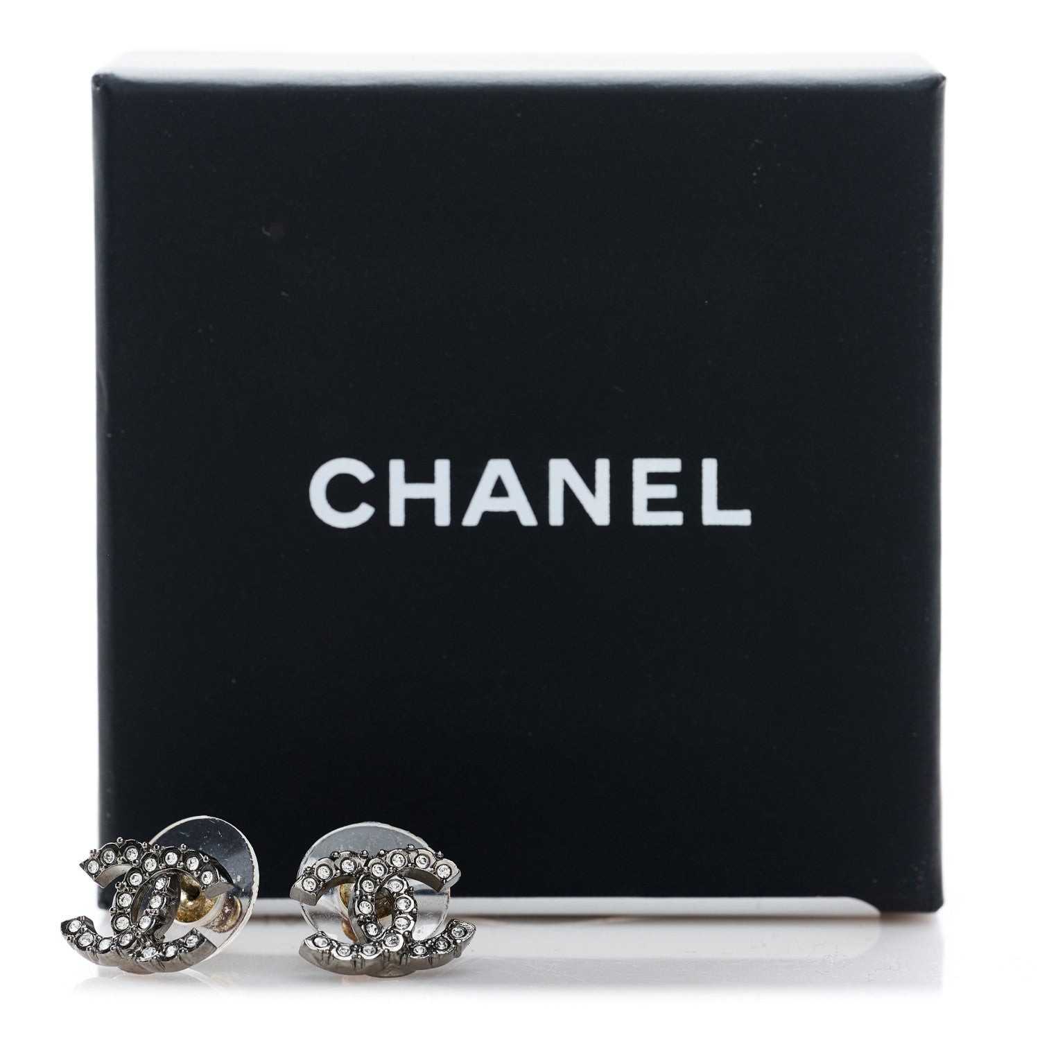 Chanel Crystal Mini CC Earrings Silver 5 of 5