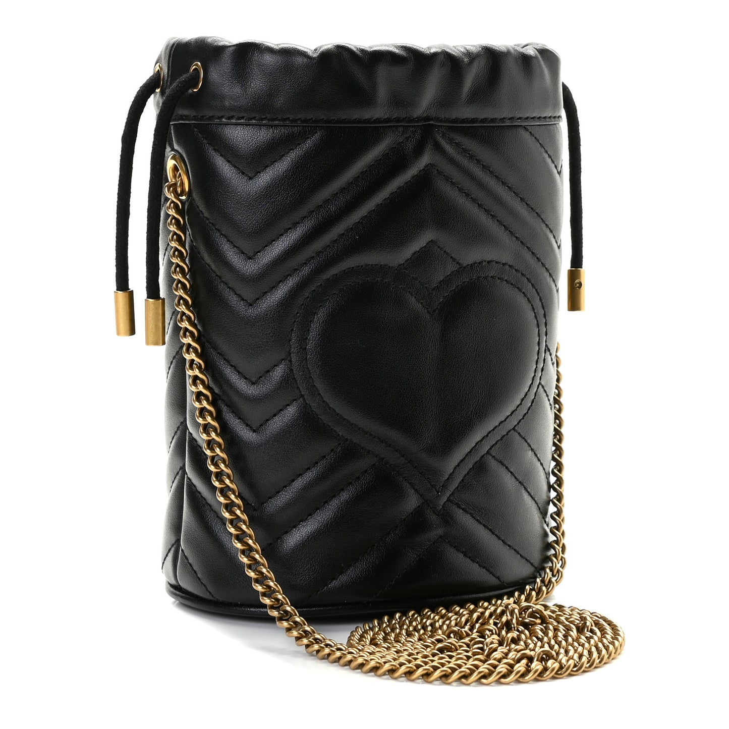 Calfskin Matelasse Mini GG Marmont 2.0 Bucket Bag Black