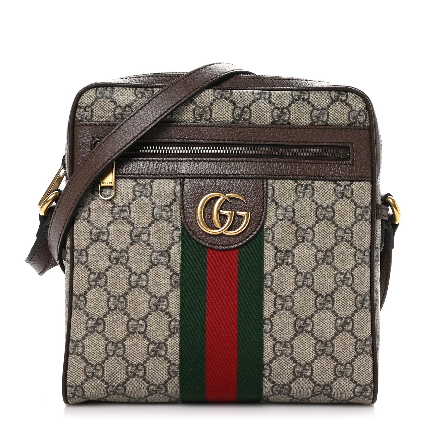 GG Supreme Monogram Web Small Ophidia Messenger Bag Brown