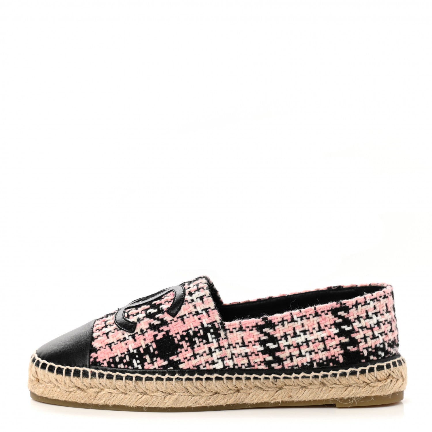 Chanel Tweed Lambskin CC Espadrilles 41 Pink Black 1 of 10