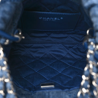 Chanel Washed Denim Quilted Studded Mini Chanel 22 Blue 5 of 11
