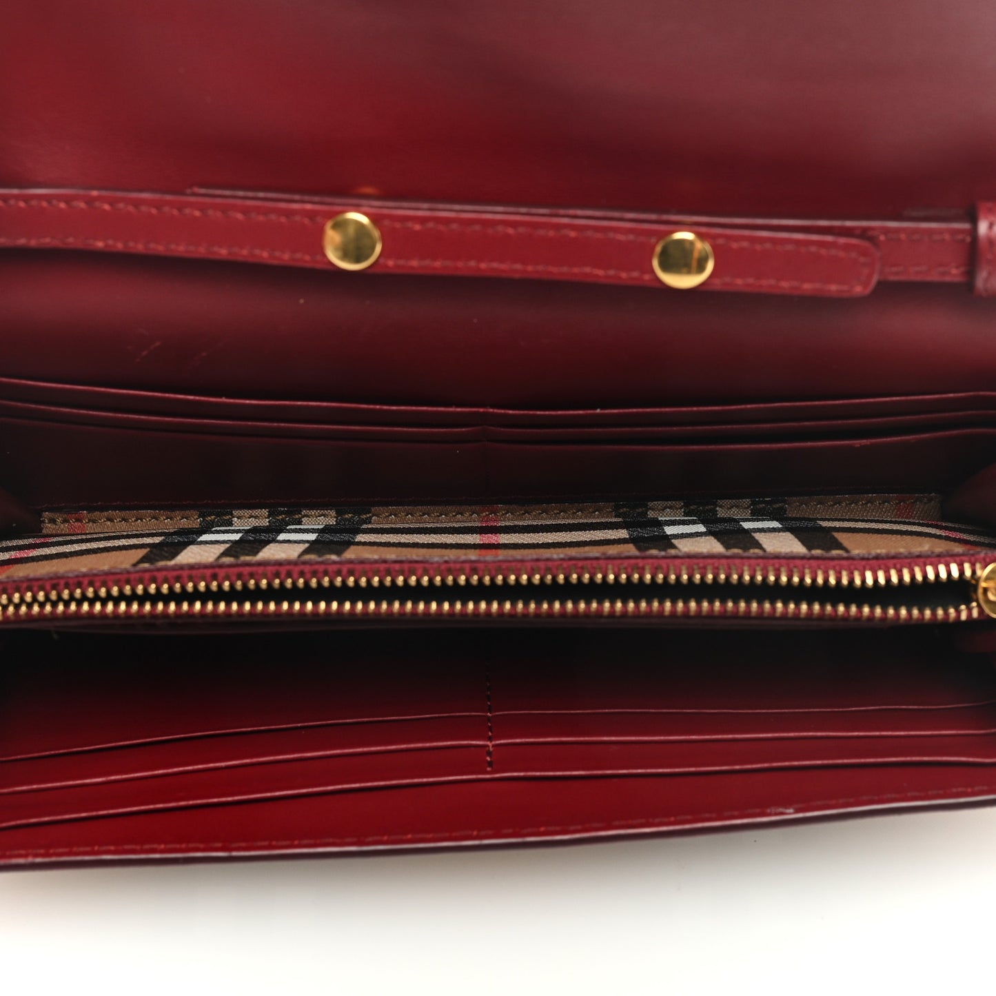 Vintage Check Henley Wallet On Chain Crimson