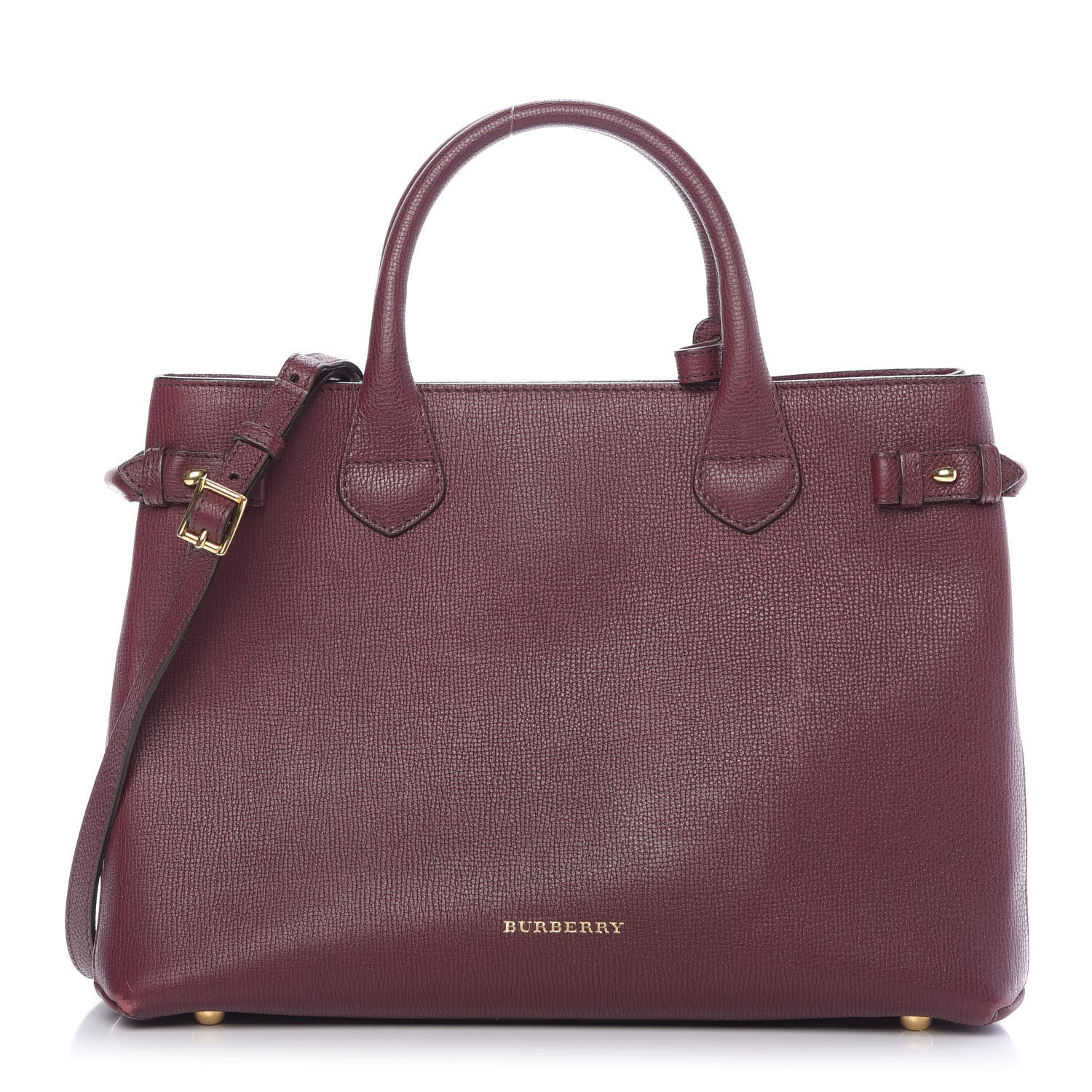 Burberry Grainy Calfskin House Check Medium Banner Tote Mahogany Red 1 of 9