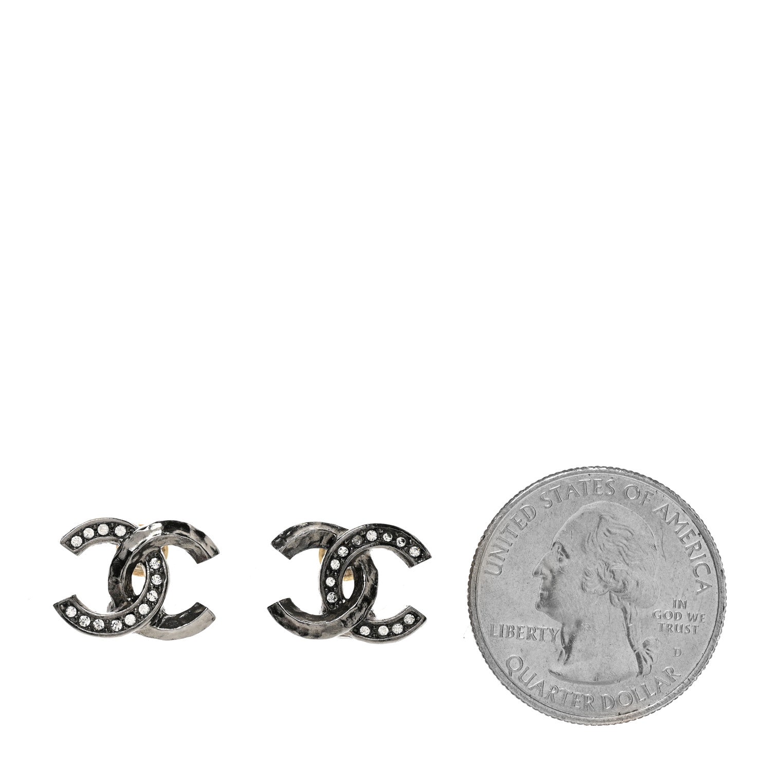 Chanel Ruthenium Crystal CC Earrings 2 of 5