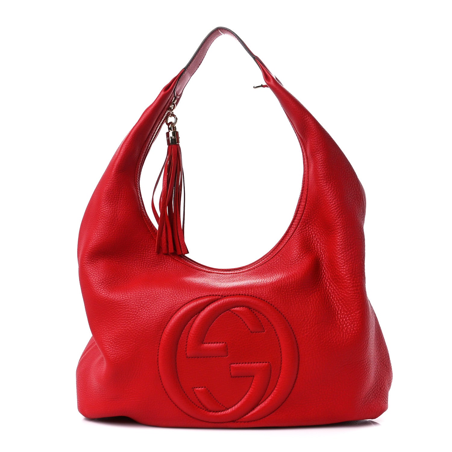 Gucci Pebbled Calfskin Large Soho Hobo Red 1 of 11