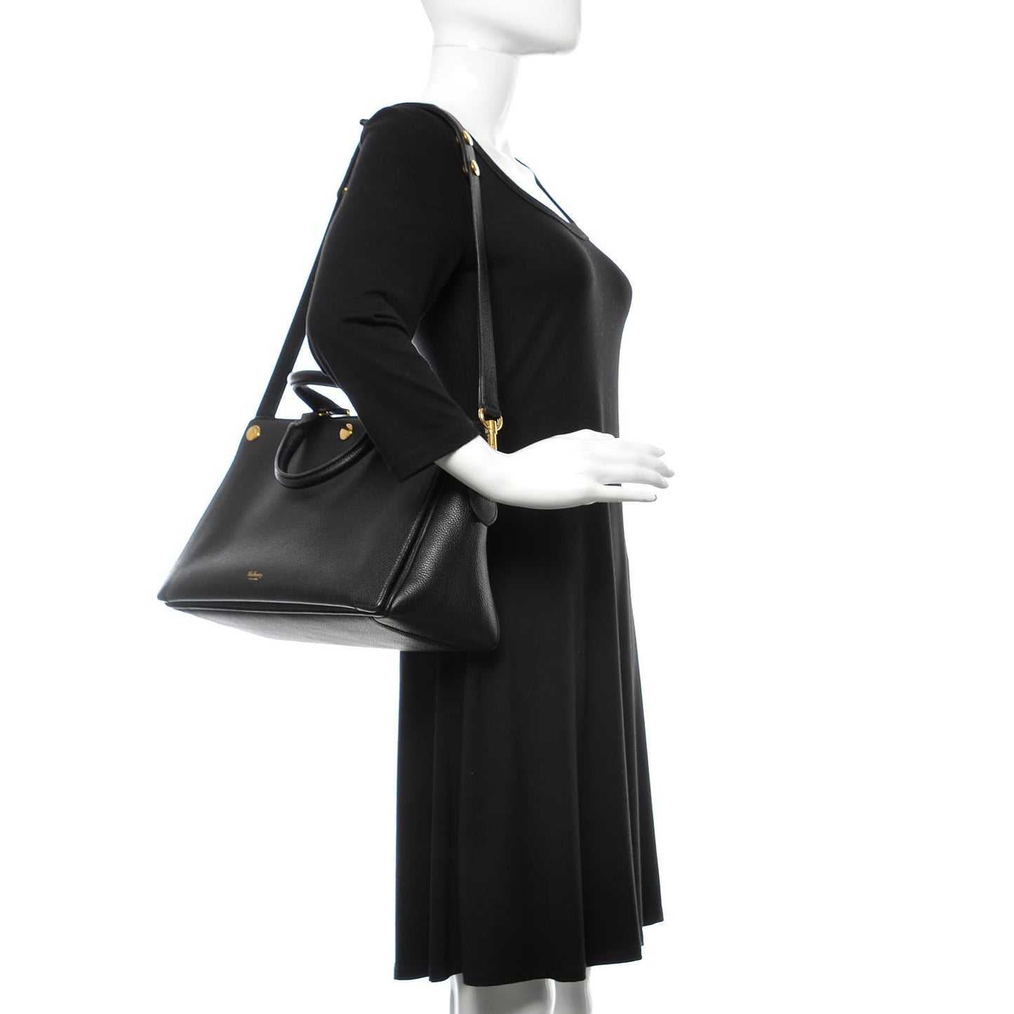 Small Classic Grain Stud Tote Black
