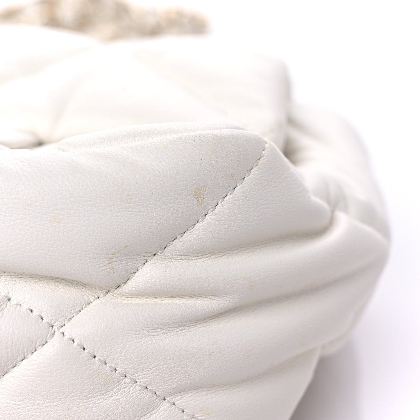 Calfskin Quilted Mini Square Bubbly Flap White