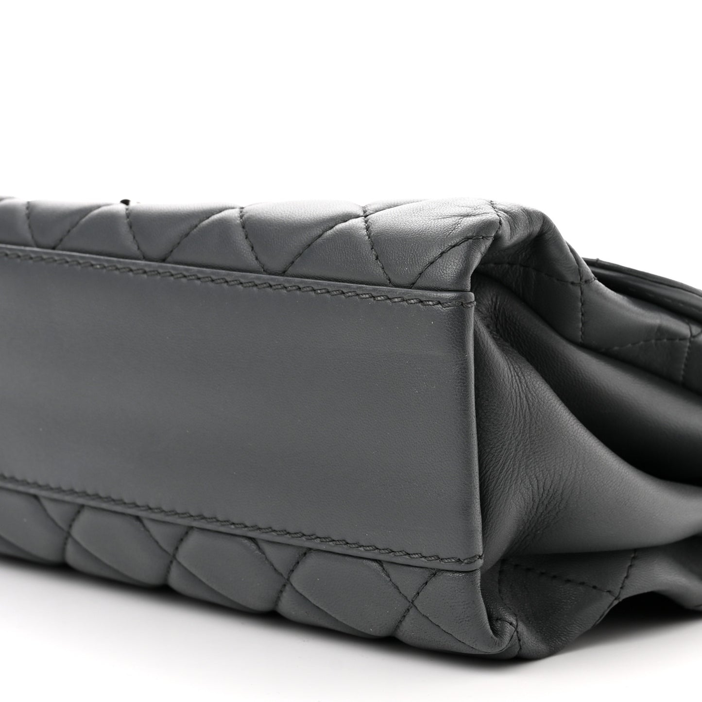Lambskin Quilted Jumbo Coco Loop Flap Grey