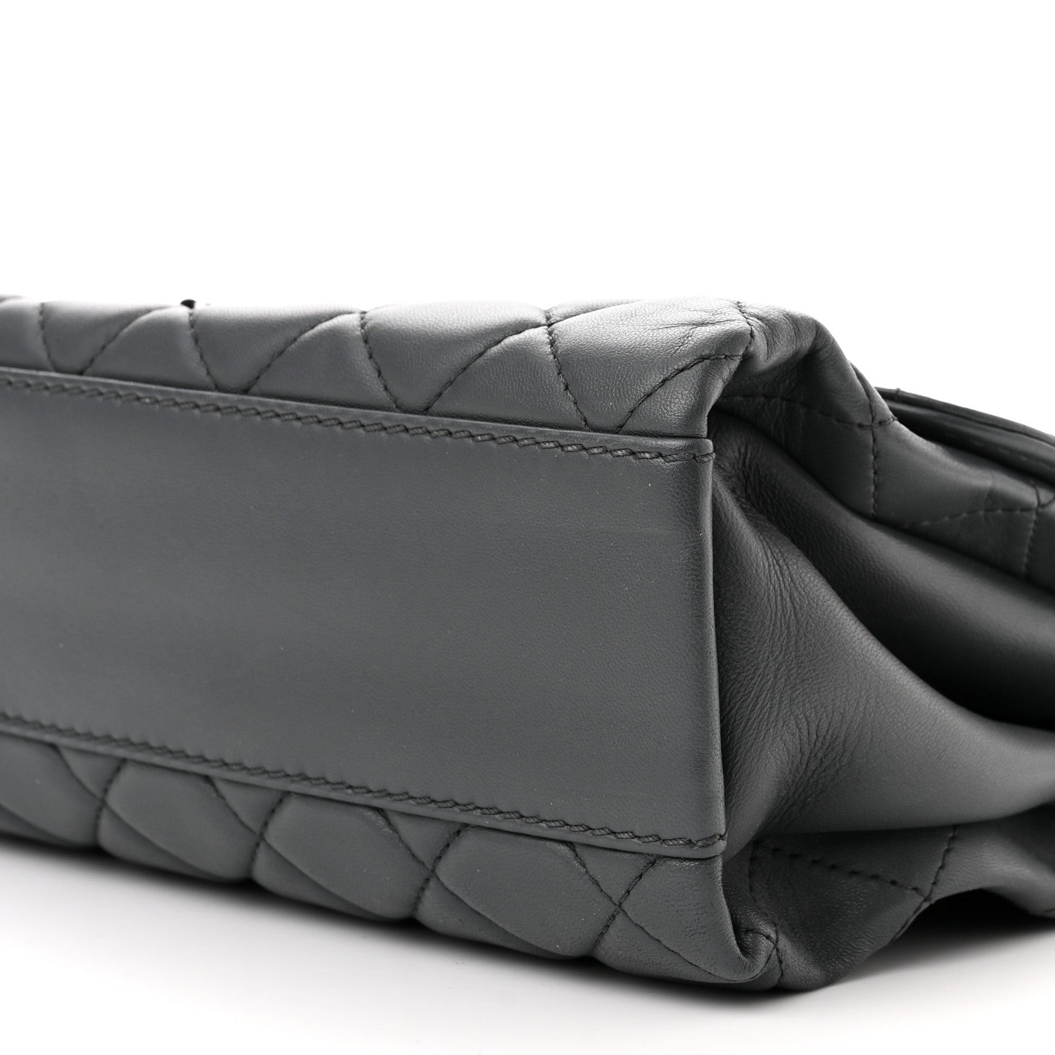 Chanel Lambskin Quilted Jumbo Coco Loop Flap Grey 11 of 11