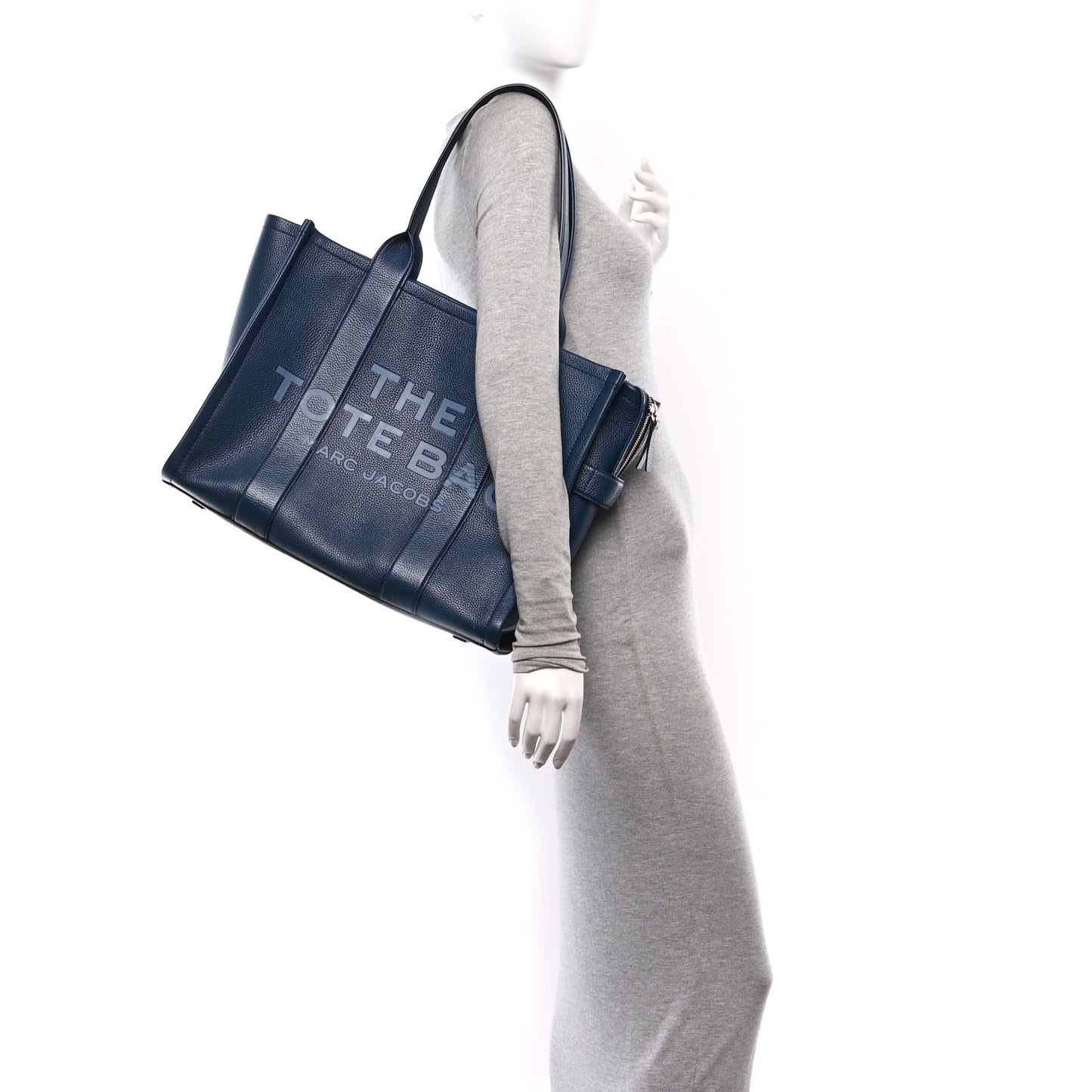 Grained Calfskin Large The Tote Bag Blue Sea