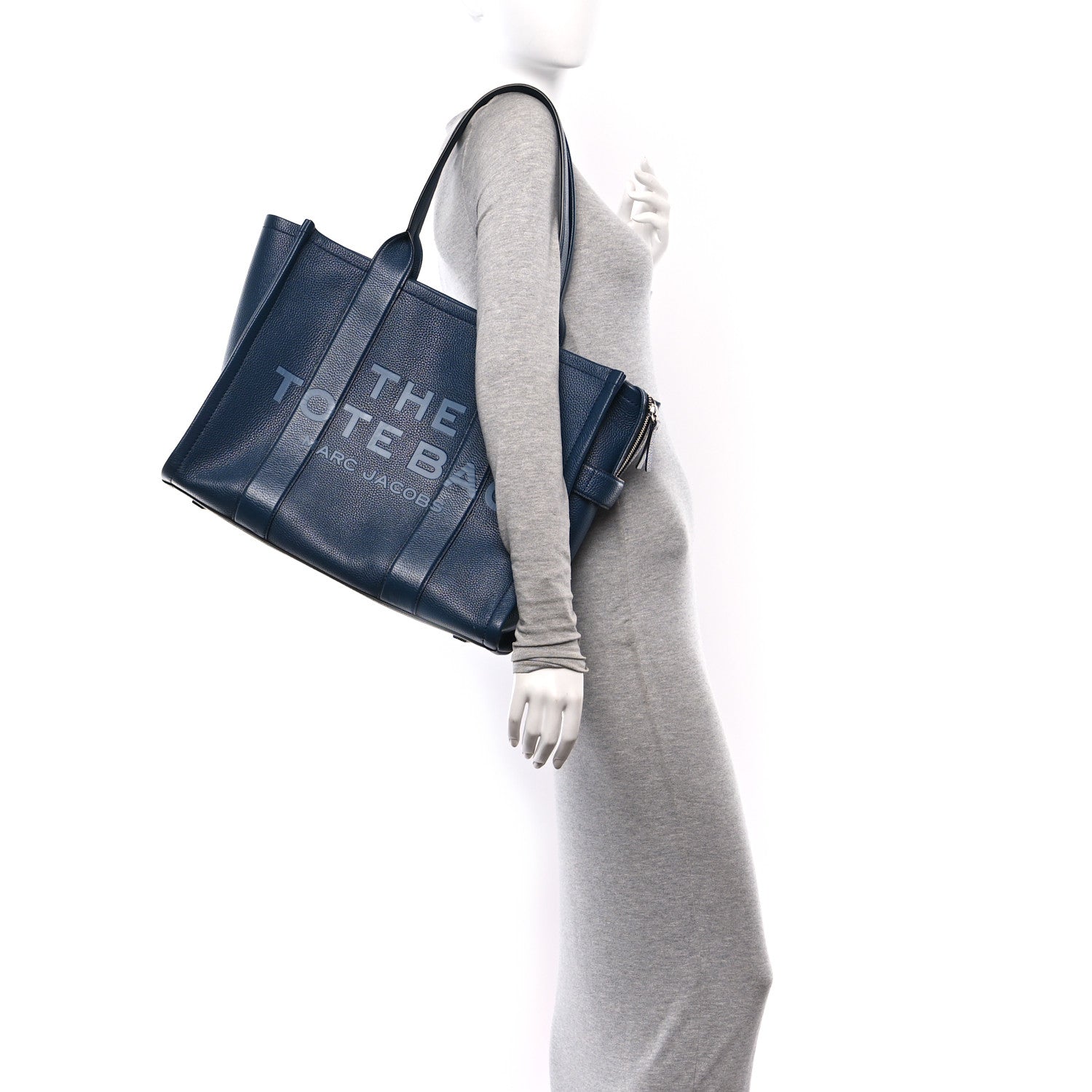 Marc Jacobs Grained Calfskin Large The Tote Bag Blue Sea 2 of 10