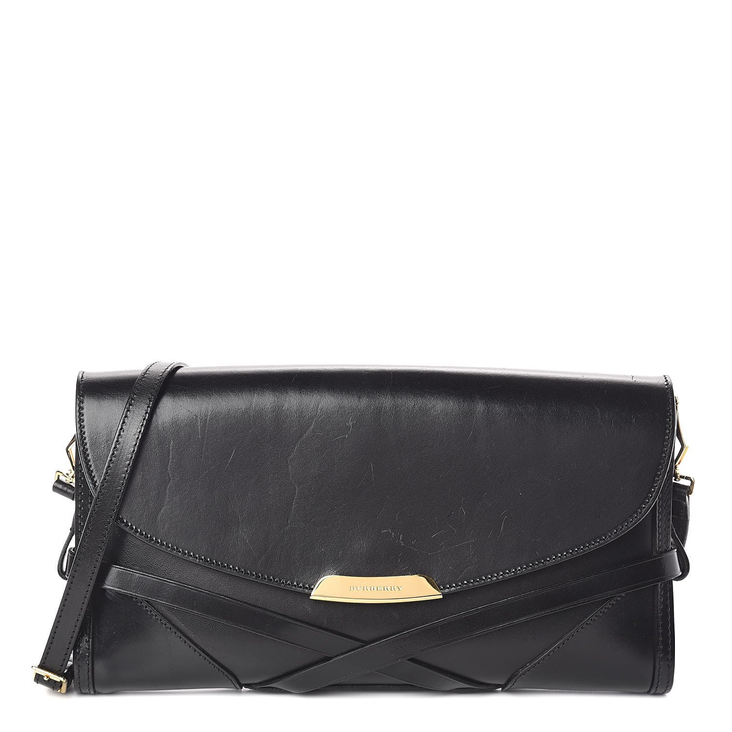 Burberry Polished Bridle Calfskin Katherine Crossbody Clutch Black 1 of 9
