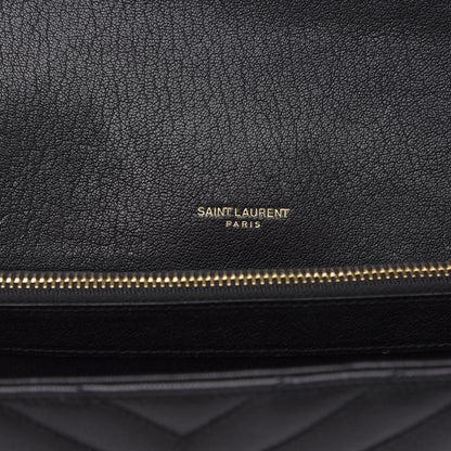 Saint Laurent Sheepskin Matelasse Chevron Monogram Large College Satchel Black 6 of 12