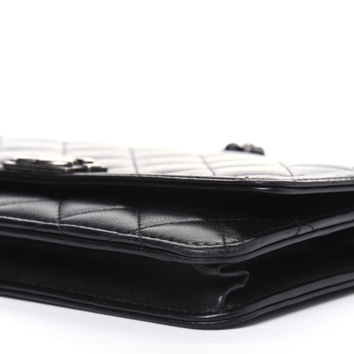 Lambskin Quilted Boy Wallet On Chain WOC Black
