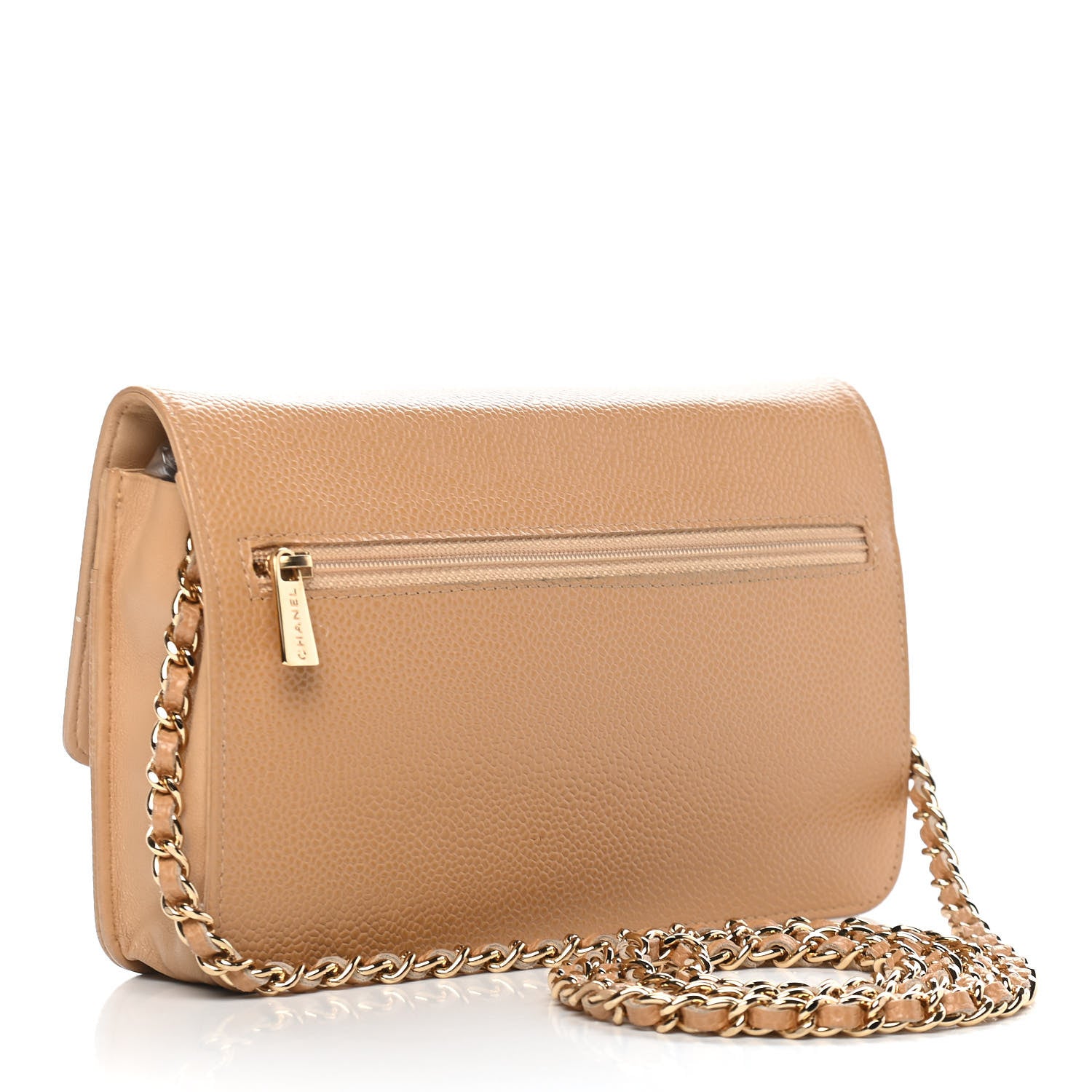 Chanel Caviar Timeless CC Wallet On Chain WOC Beige 3 of 9