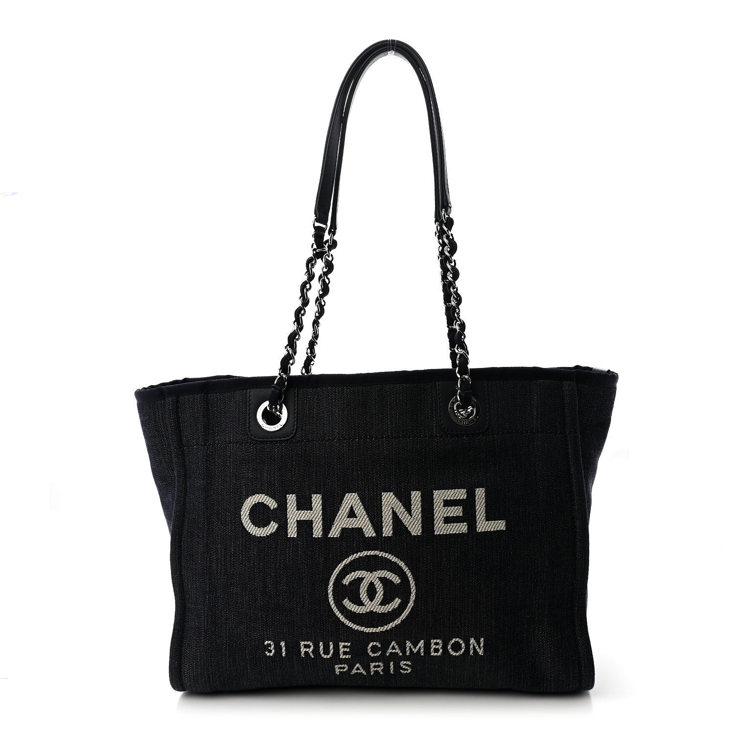 Chanel Denim Small Deauville Tote Dark Blue 1 of 10