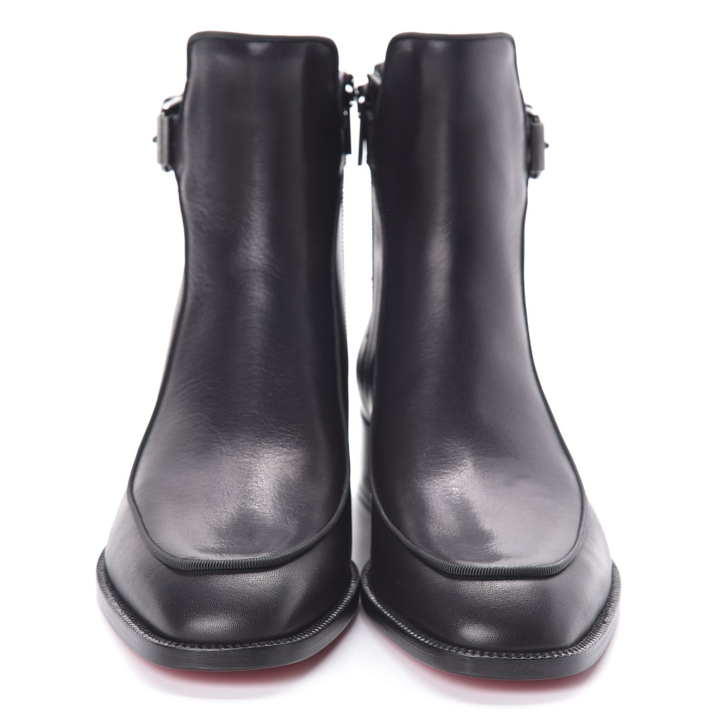 Calfskin Ecritoir Flat Ankle Boots 36.5 Black