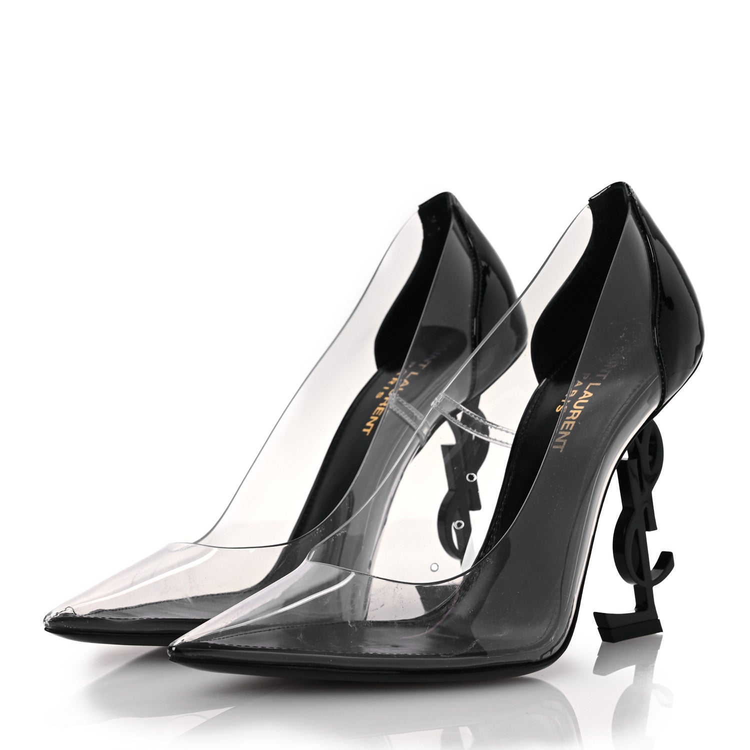 Saint Laurent Patent Calfskin PVC Opyum 110 Pump 38 Black Transparent 4 of 13