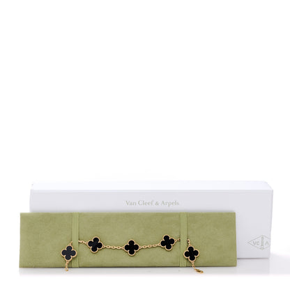 Van Cleef & Arpels 18K Yellow Gold Black Onyx 5 Motifs Vintage Alhambra Bracelet 6 of 6