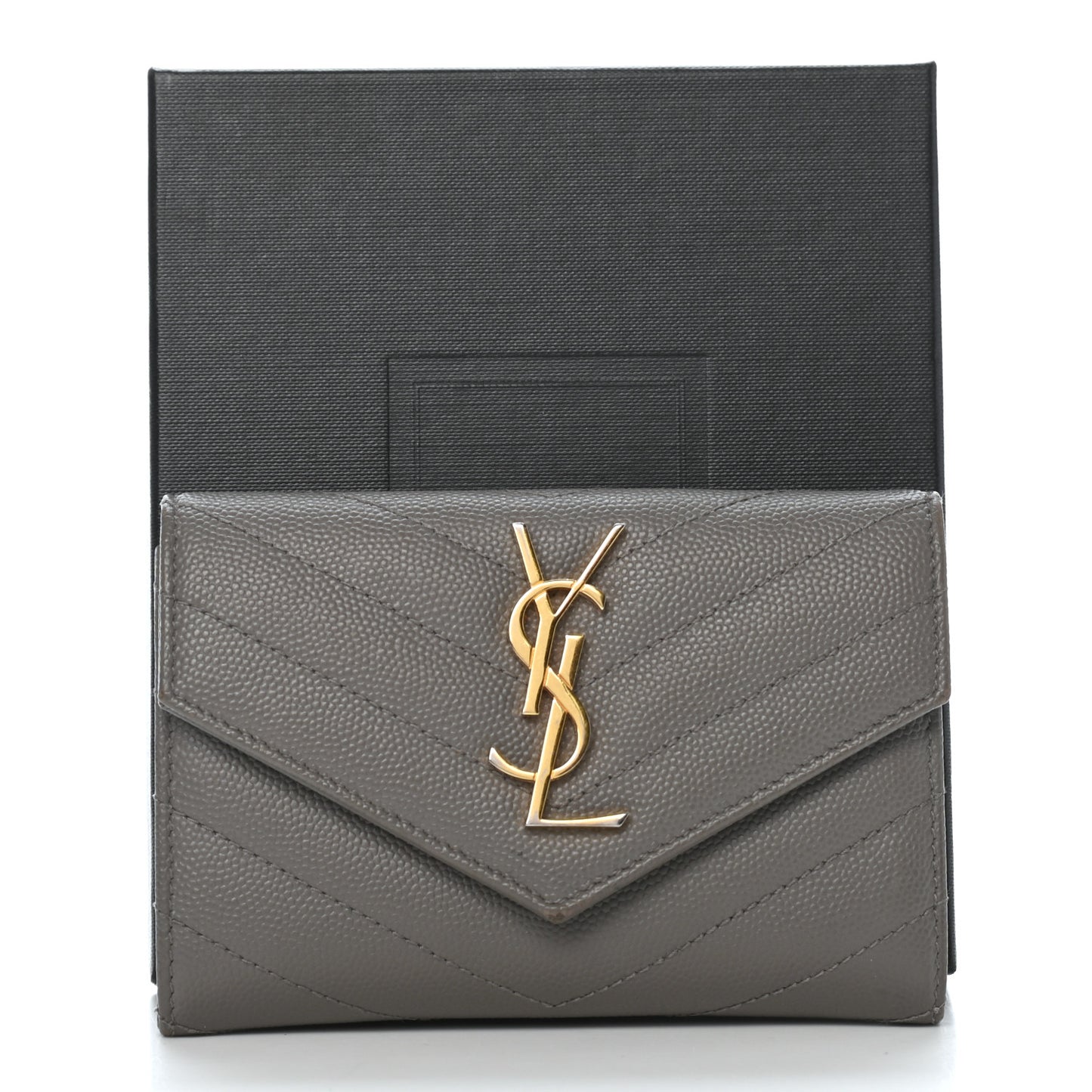 Grain De Poudre Matelasse Chevron Small Monogram Envelope Wallet Fog