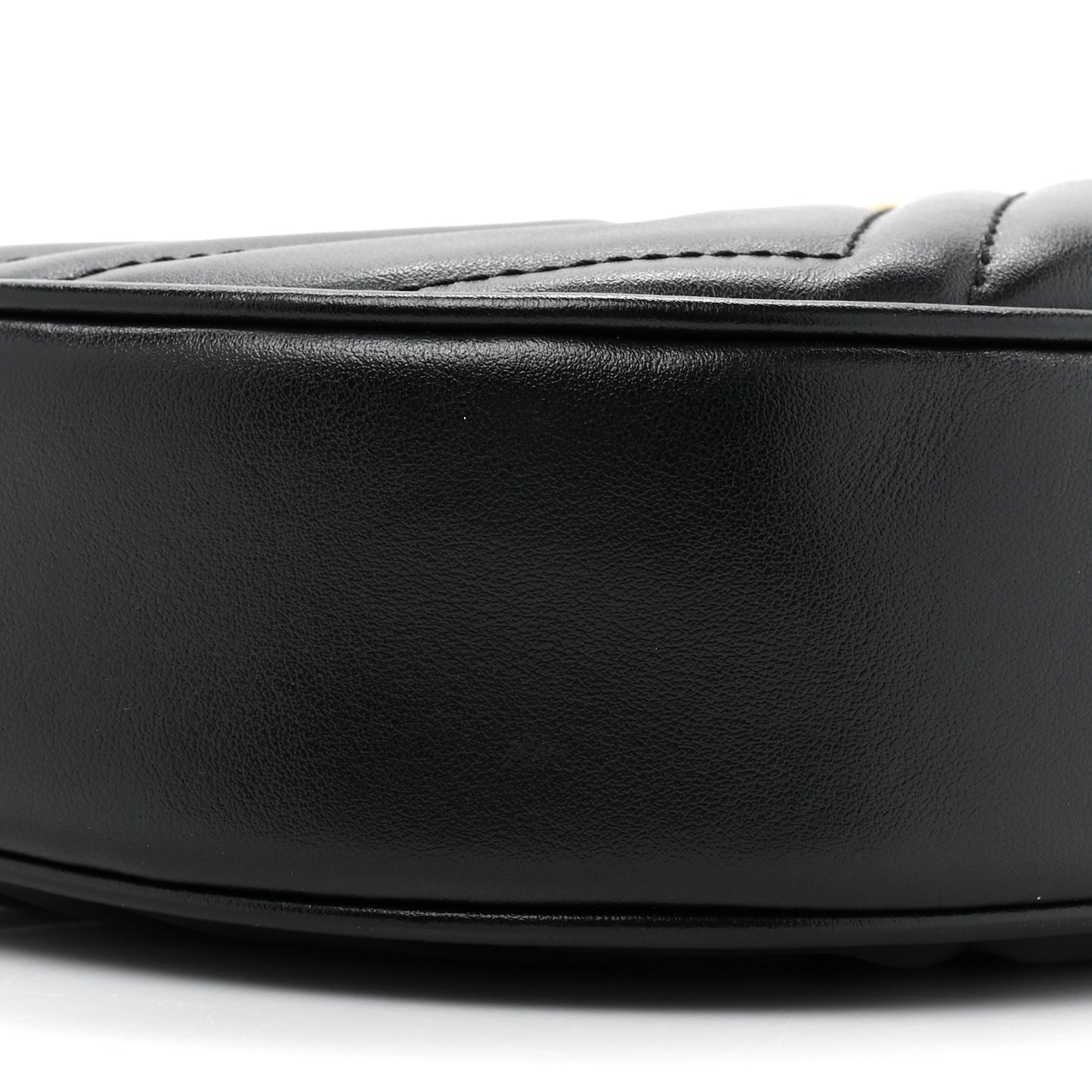 Calfskin Matelasse Chevron Mini GG Marmont Half Moon Hobo Black