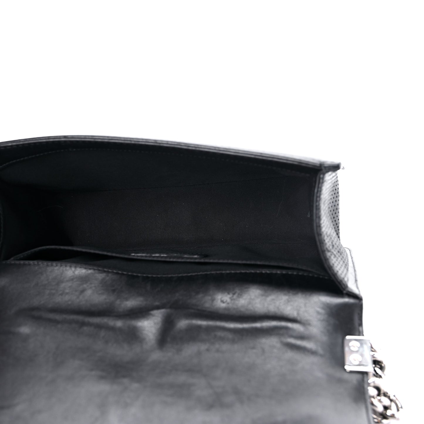 Lambskin Perforated Medium Boy Flap Black
