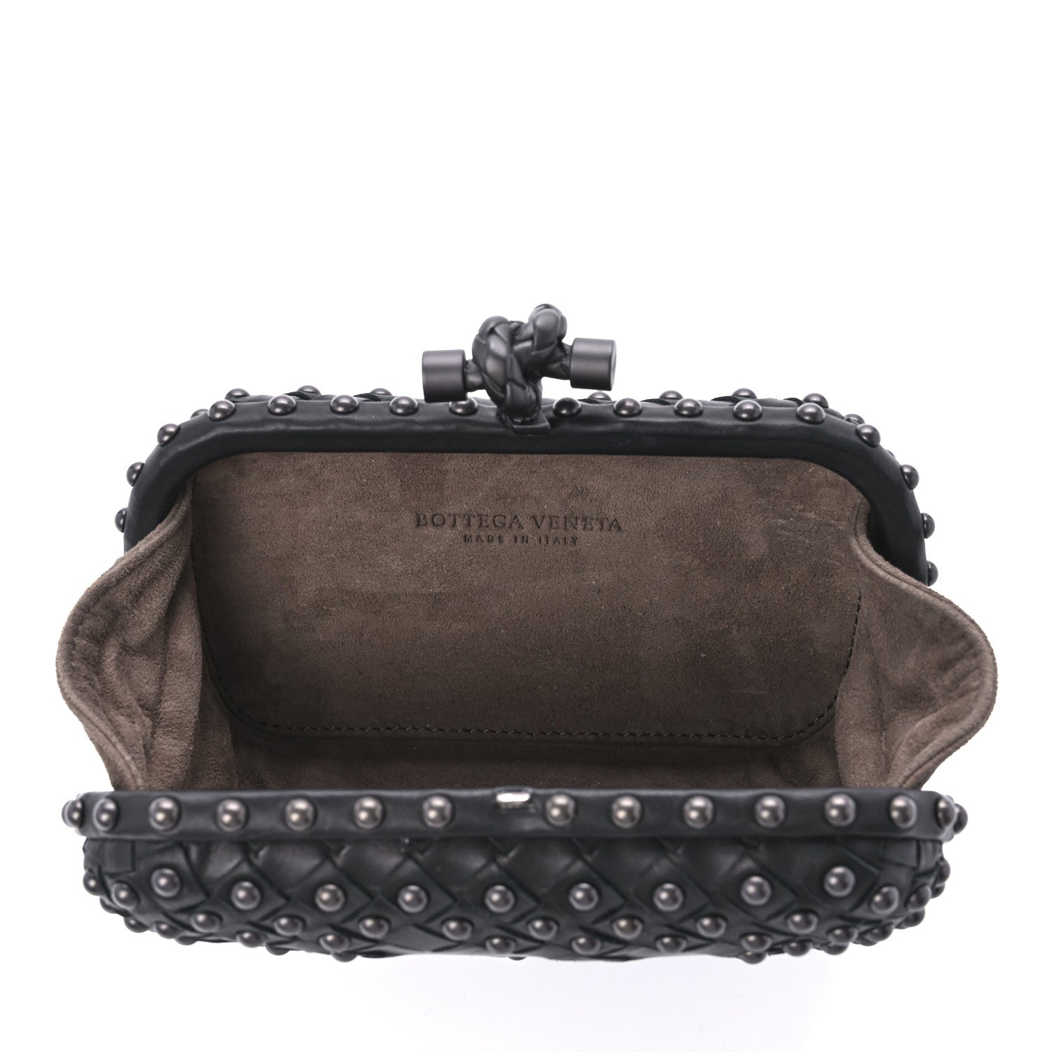 Bottega Veneta Waxy Nappa Intrecciato Knot Studded Clutch Black 4 of 10