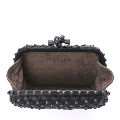 Bottega Veneta Waxy Nappa Intrecciato Knot Studded Clutch Black 4 of 10