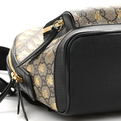 Gucci GG Supreme Monogram Bees Print Small Day Backpack Beige Oro Black 8 of 9