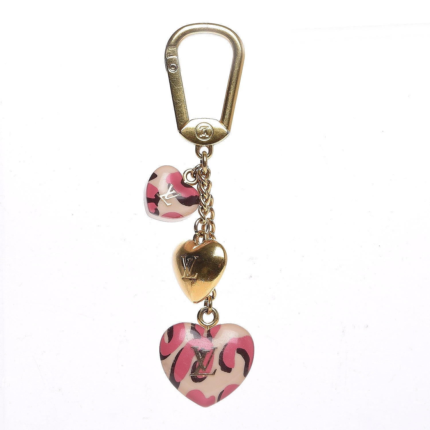 Louis Vuitton Leopard Heart Bag Charm Key Holder Blanc Corail 1 of 4