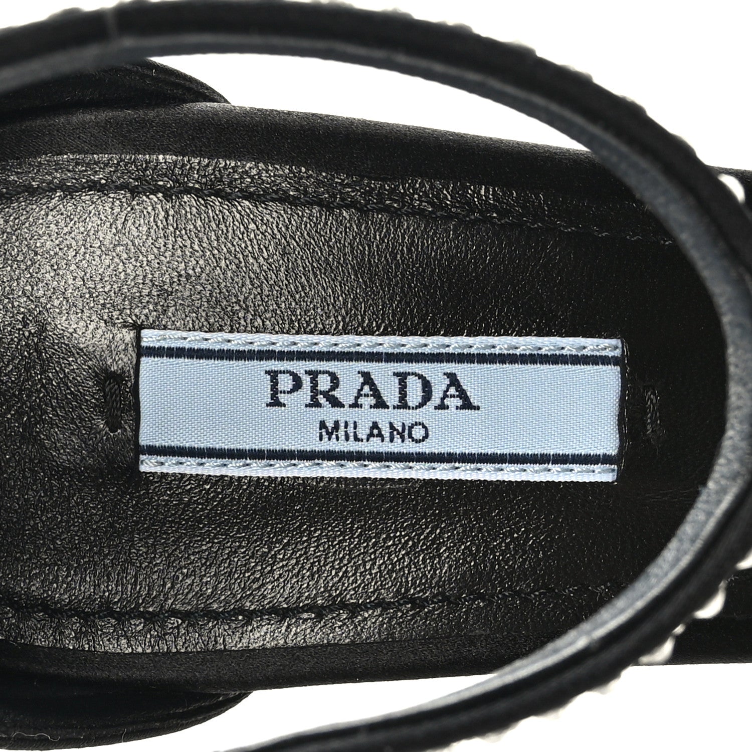 Prada Satin Crystal Triangle Logo 40/135mm Platform Sandals 38.5 Black 6 of 7