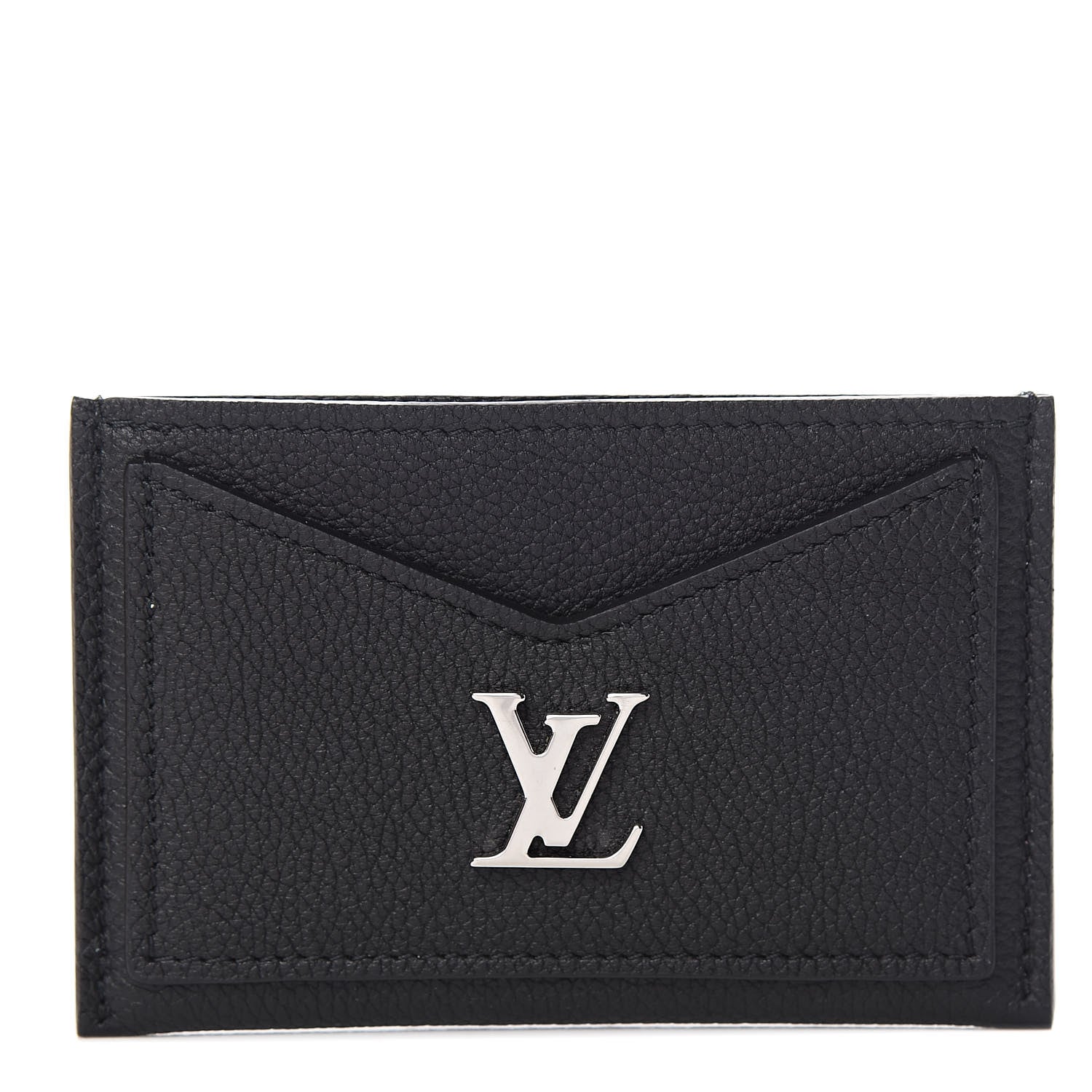 Louis Vuitton Calfskin Lockme Card Holder Black 1 of 7