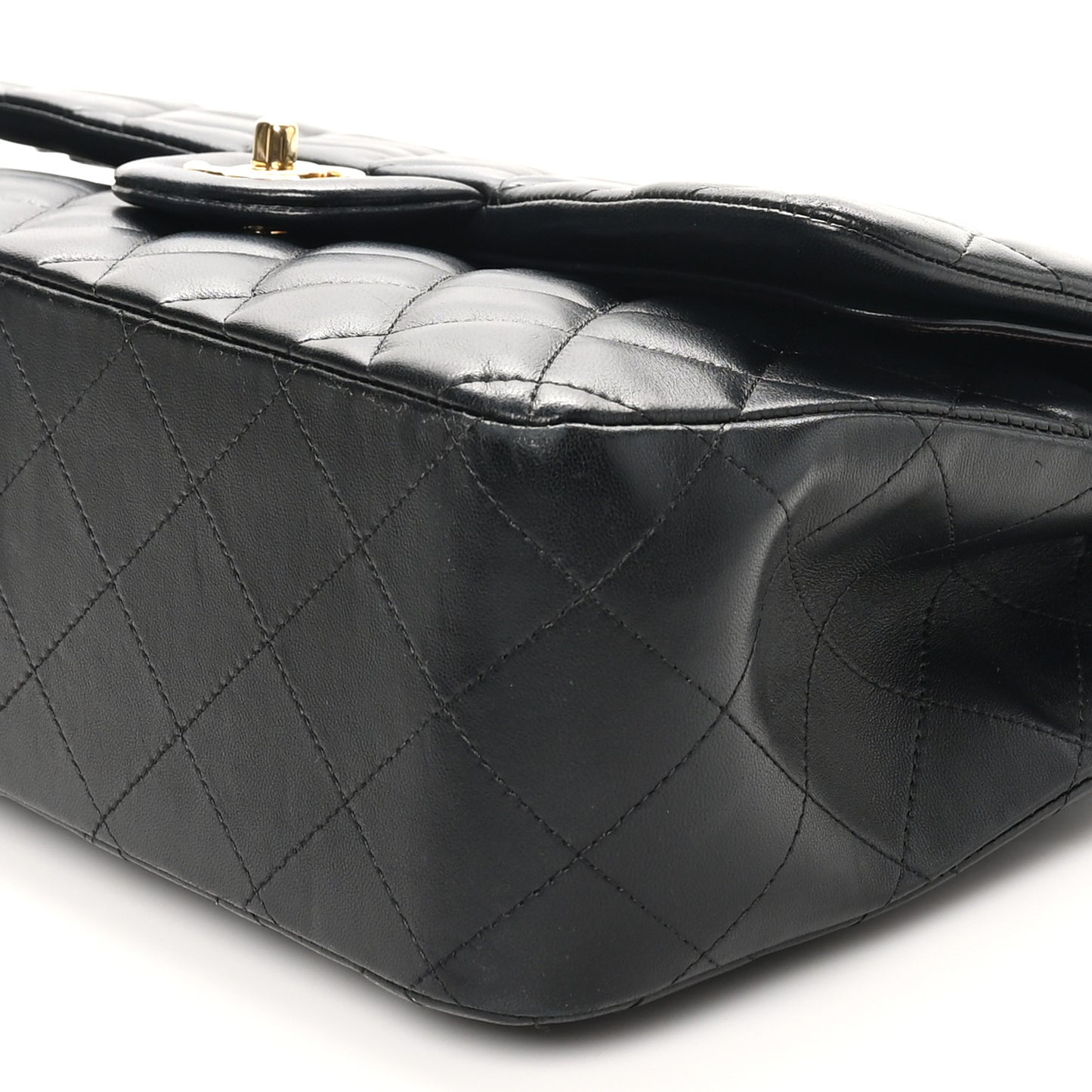 Lambskin Quilted Jumbo Double Flap Black