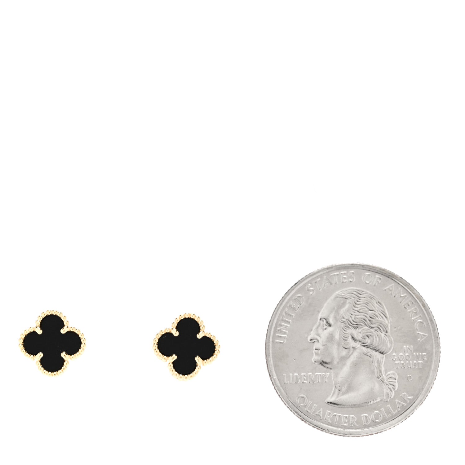 Van Cleef & Arpels 18K Yellow Gold Black Onyx Sweet Alhambra Earrings 2 of 5