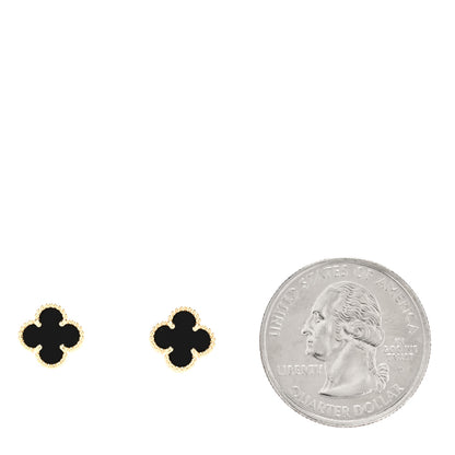 Van Cleef & Arpels 18K Yellow Gold Black Onyx Sweet Alhambra Earrings 2 of 5