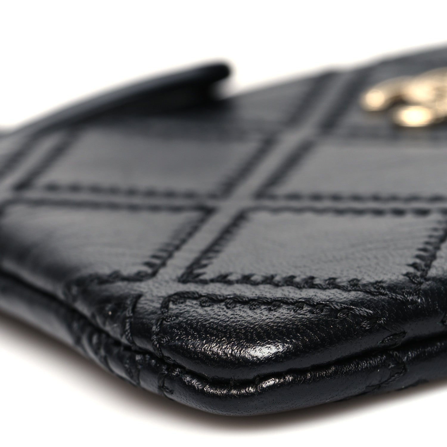 Chanel Lambskin Stitched Small Cosmetic Case Black 9 of 10