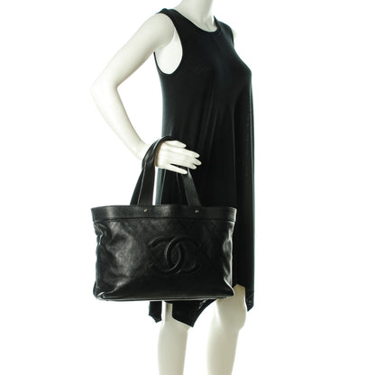Chanel Goatskin Perforated Large CC Tote Black 2 of 7