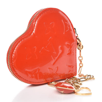 Louis Vuitton Vernis Heart Coin Purse Orange Sunset 3 of 8