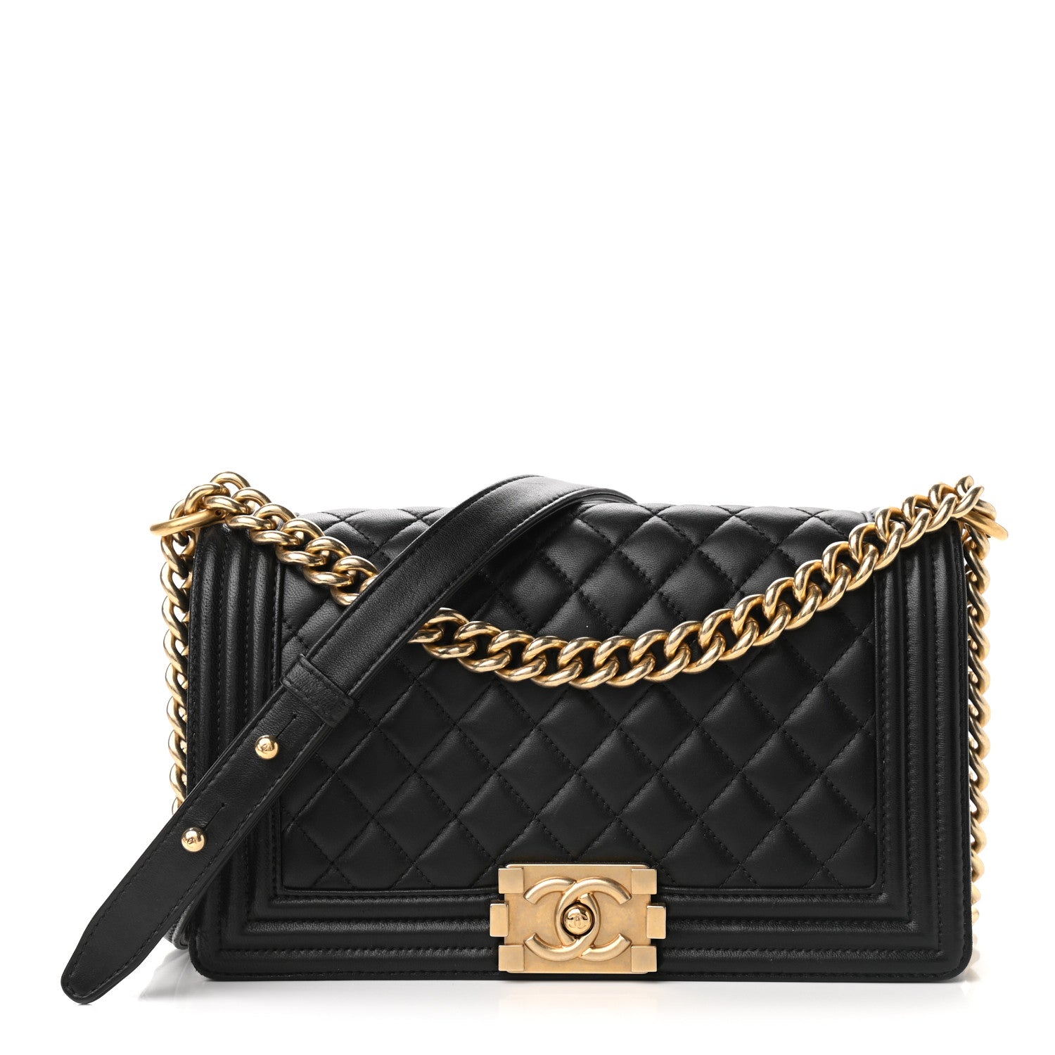 Chanel Lambskin Quilted Medium Boy Flap Black 1 of 12