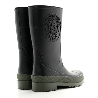 Christian Dior Rubber Diorunion Rain Boots 39 Black Military 4 of 8