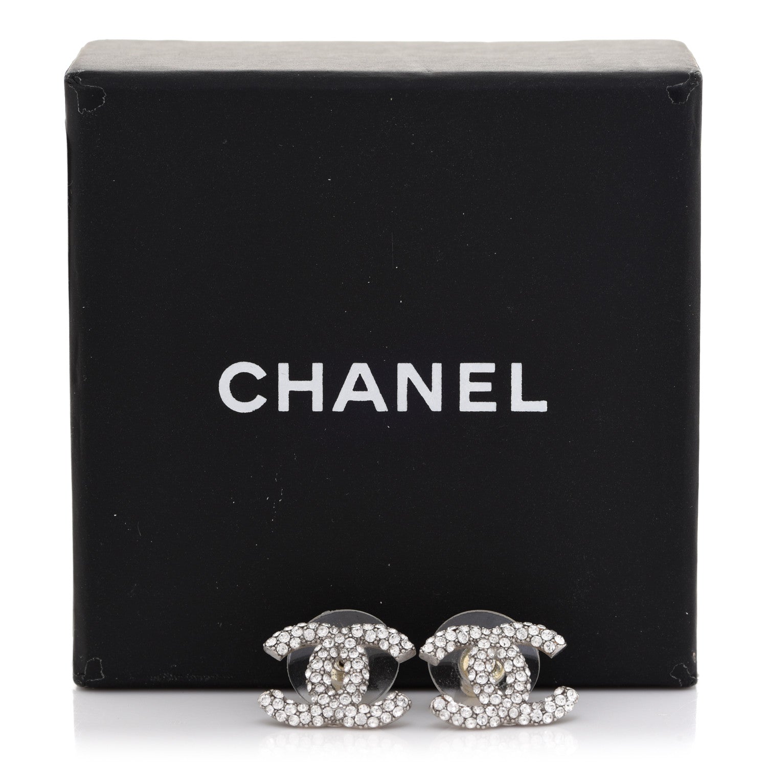 Chanel Crystal CC Earrings Silver 5 of 5