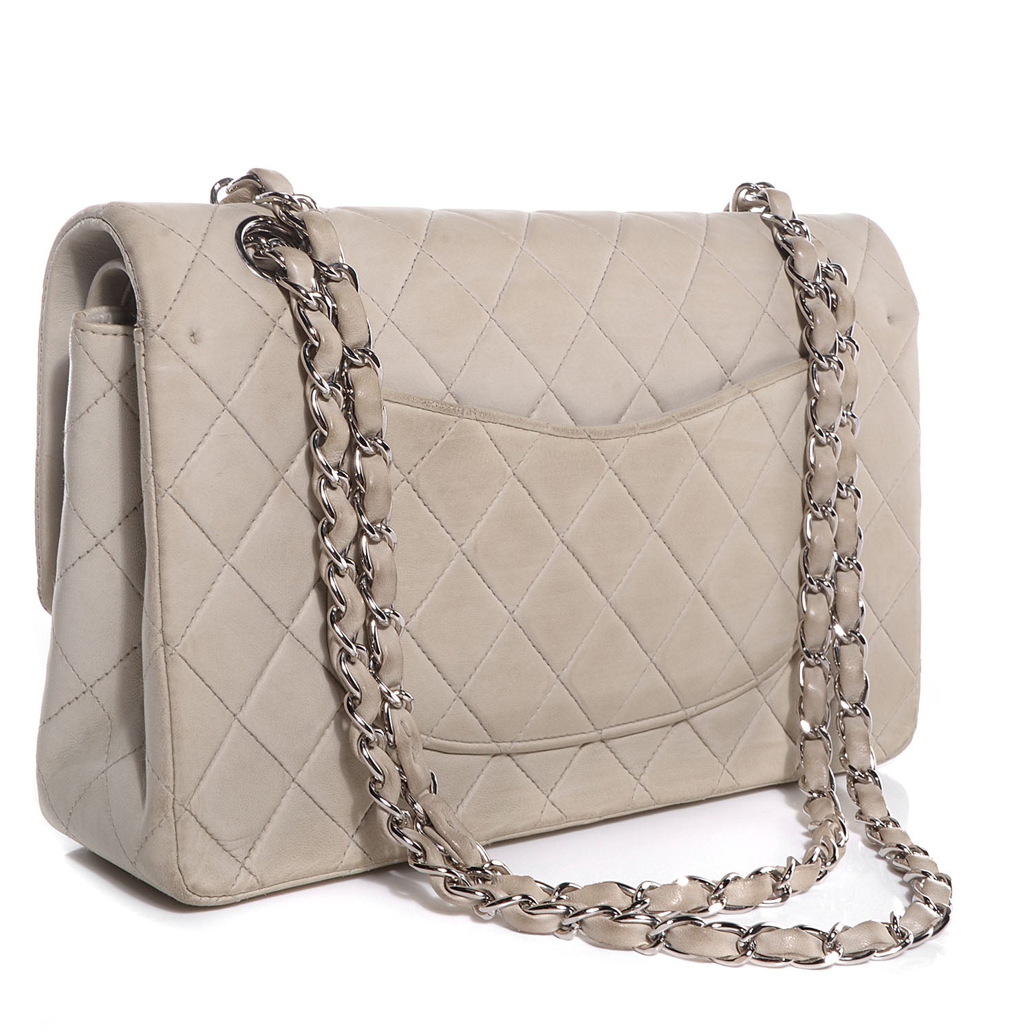 Chanel Lambskin Quilted Medium Double Flap Light Grey 3 of 8
